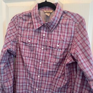 Duluth Trading Armachillo Cooling Plaid Blue Red Button Up Shirt XS